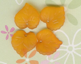 Cuentas de hoja de lucite naranja, cuentas de hoja de naranja de 16 mm, paquete de 24 piezas, encantos de hojas de naranja, encantos de hojas de otoño, hojas de otoño, encantos de hojas de lucite, hoja