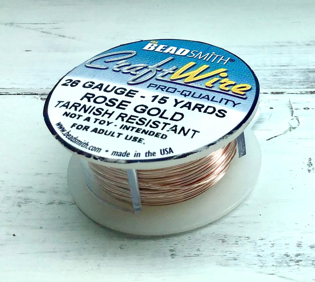 26 Gauge Rose Gold Plated Wire, Nontarnish, 15 Yard Spool, Rose Gold