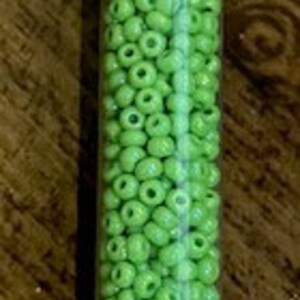 8/0 Seed Bead AB Lime Green, 22 gram/5 inch tube, Size 8 Glass Seed Bead, Opaque Lime Green Seed Bead, Julie's Bead Store, Mt Dew Green Bead image 3