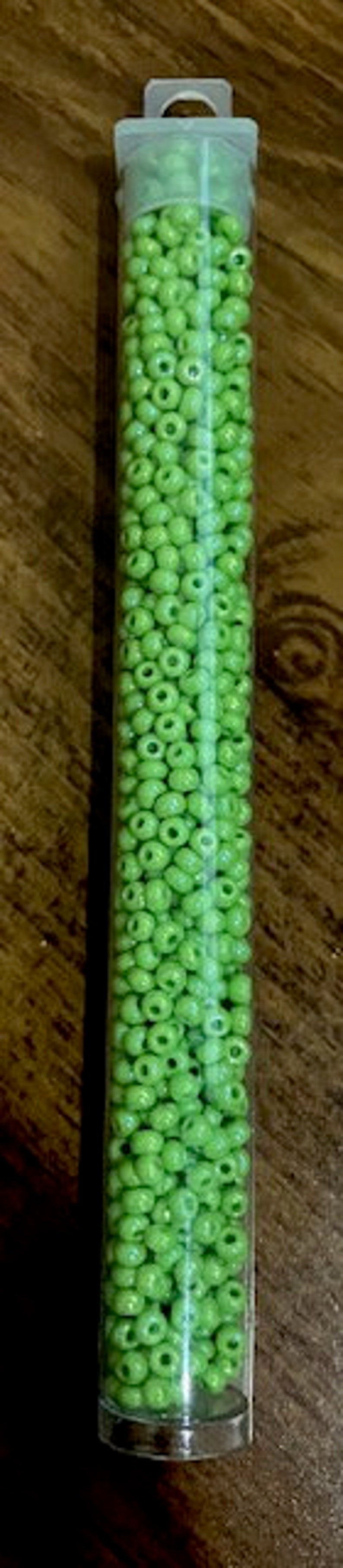 8/0 Seed Bead AB Lime Green, 22 gram/5 inch tube, Size 8 Glass Seed Bead, Opaque Lime Green Seed Bead, Julie's Bead Store, Mt Dew Green Bead image 3