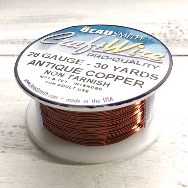 26 Gauge Antique Copper Plated Wire, Non-Tarnish, 30 yard spool, Copper Round Wire, 26 Gauge Wire, Fine Copper Wire, Wire Wrapping Wire