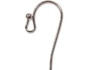 Platinum Silver Plate Ball End Earwires, 24 PC PK, Titanium Silver Fishhook, Ball End Ear Hooks, Art Show Style Earwires, Julie's Bead Store