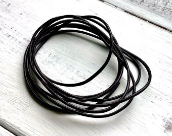 1.5 mm Black Leather, 3.5 Foot Section, 1.5mm Black Leather Cord, Indian Leather, 1.5 mm Black Cord, Leather Wrap Bracelet, Leather Necklace