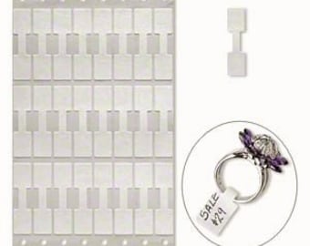 OFERTA DE UN DÓLAR, 24 piezas, etiqueta de precio para joyería, 1.5 pulgadas de largo, etiqueta Tyvek para joyería, etiqueta con forma de mancuerna, etiqueta de precio blanca, etiquetas de hebra, etiquetas autoadhesivas