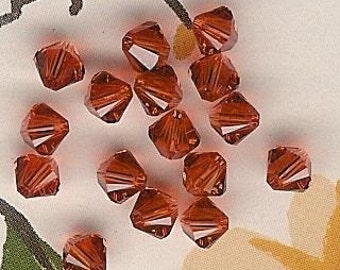 4mm Indian Red Austrian Swarovski Crystals, Burnt Orange Crystal, Autumn Orange Crystal, Swarovski Indian Red, Burnt Orange Swarovski Bead