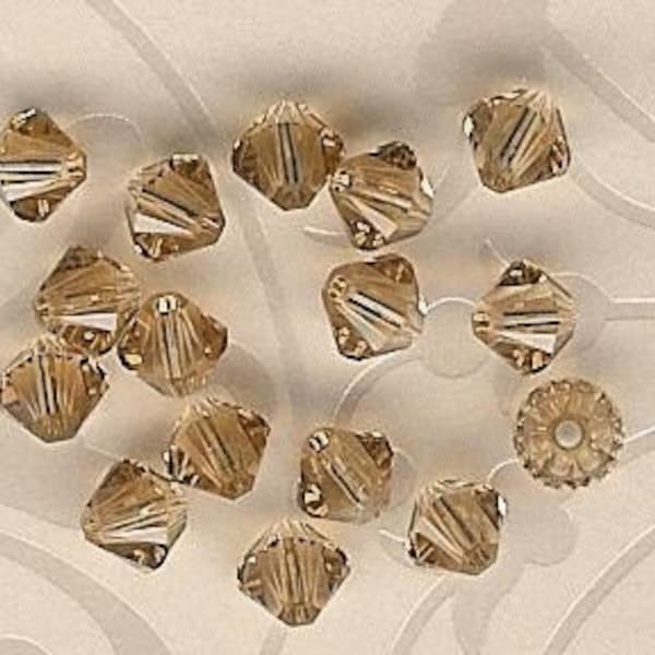 4mm Light Colorado Topaz Austrian Swarovski Crystals, 16 Pc pk, Swarovski Light Colorado Topaz, 4mm Light Colorado, Champagne Swarovski