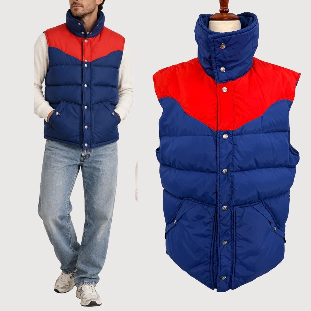 70's 80's Down Vest - Etsy