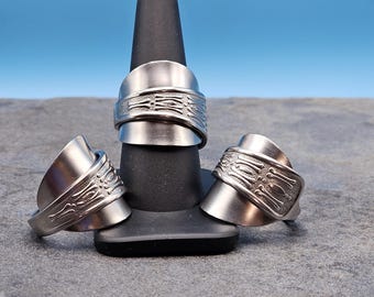 Antique Silverware Spoon Ring, Demitasse Spoon Ring, Stainless Steel