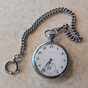 Vintage Zenith Pocket Watch Open Face Swiss Mechanical 1920s Antique Timepiece