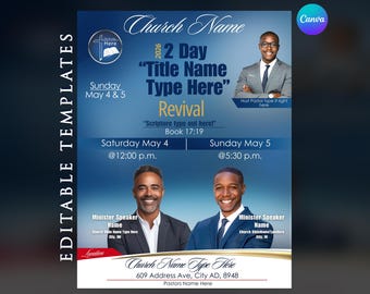 Folleto para dos oradores, plantillas para eventos religiosos, folleto para iglesias: personalice el título según las necesidades de su evento.