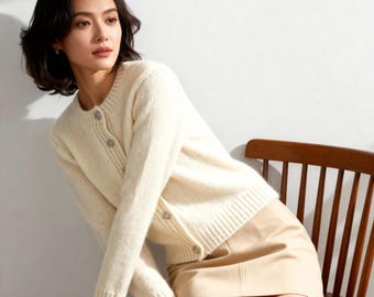Ribbed Button Cardigan Knitting Pattern PDF, S–3X