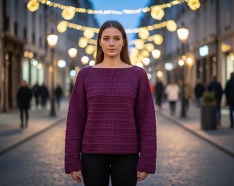 Tunisian Crochet Pullover Pattern PDF XS–XXL