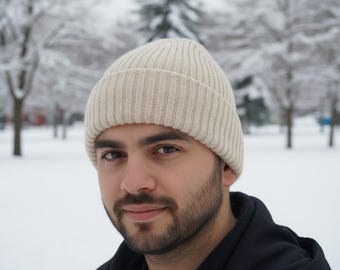 Patroon voor gebreide ribmuts, unisex, comfortabele, minimalistische wintermuts (PDF)