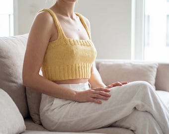 Knit Crop Tank Top Pattern PDF, Ribbed Knit Top, Summer Knit Top XS-XXL
