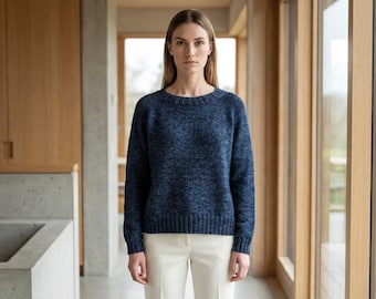 Knit Raglan Sweater Pattern PDF Top Down Classic Pullover Easy Fit Unisex