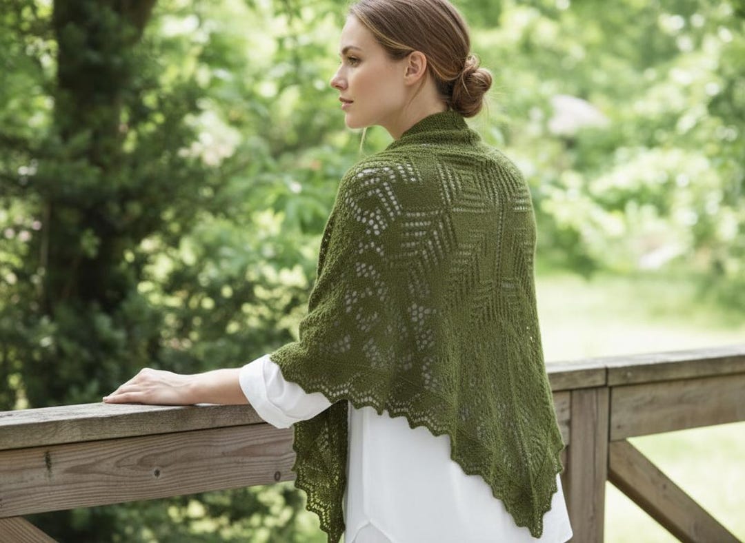 Knit Lace Shawl Pattern PDF Triangle Wrap Elegant Lightweight Summer ...
