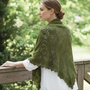 Knit Lace Shawl Pattern PDF Triangle Wrap Elegant Lightweight Summer Scarf