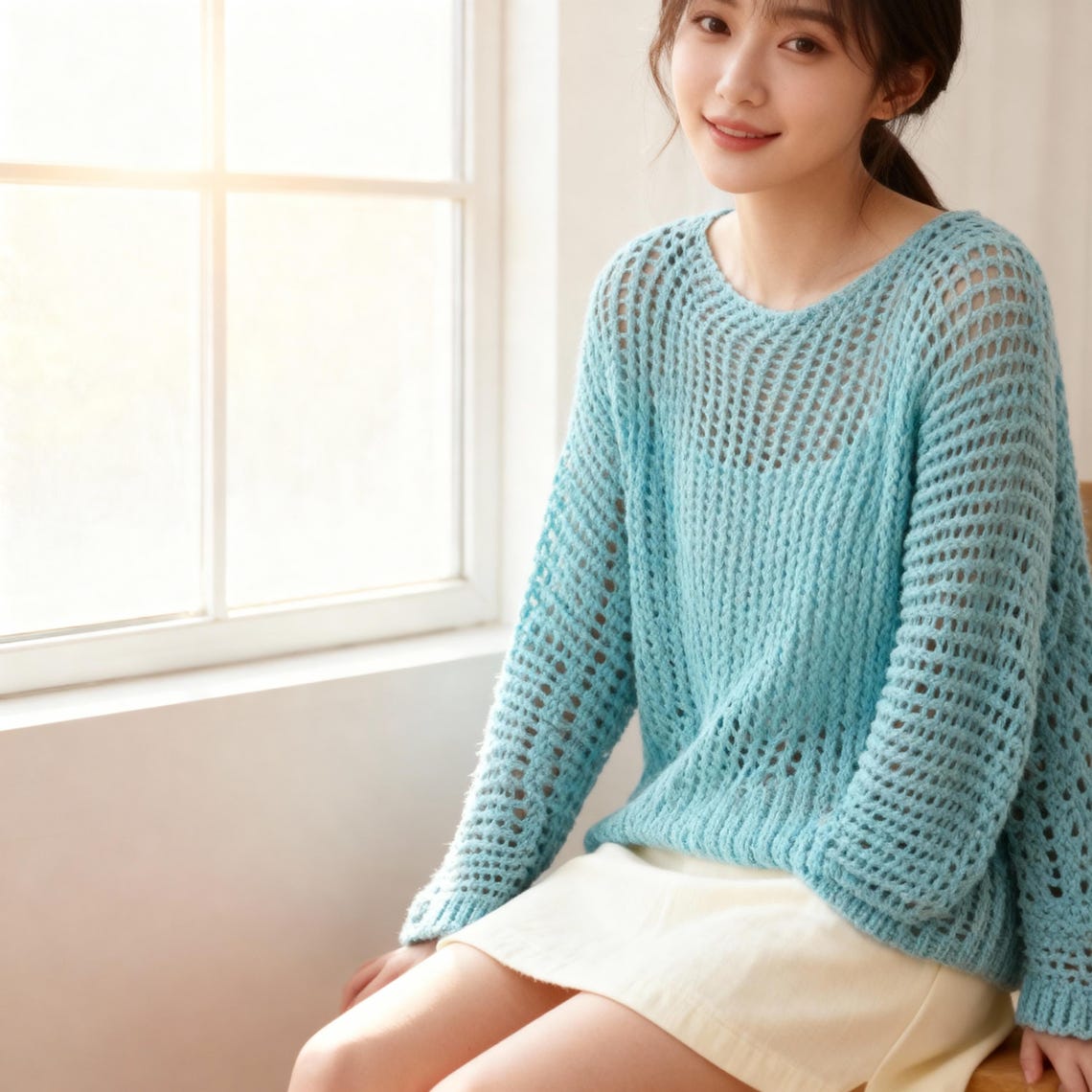Mesh Pullover Knitting Pattern PDF, Oversized Sweater S–2X - Etsy