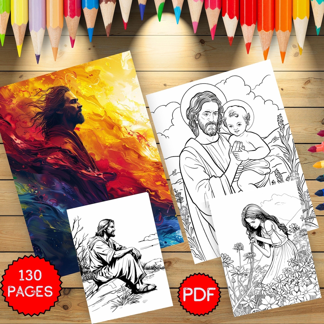 Jesus and Faith Coloring Book, Christian Art Pages for Adults and Kids ...