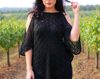 Patrón de top de crochet bohemio con hombros descubiertos para verano (tutorial en PDF)