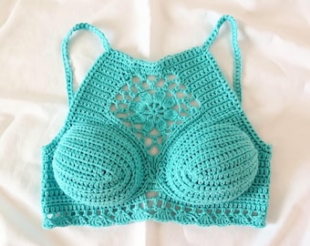Crochet Halter Top Pattern PDF High Neck Boho Crop Corset Summer