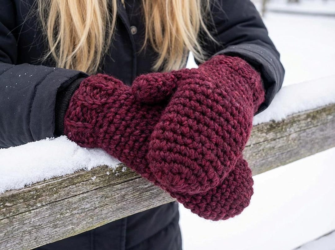 Crochet Mittens Pattern Chunky Cozy Easy Winter Gloves Quick Gift PDF ...