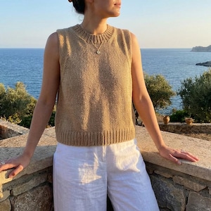 Knit Tank Top Pattern PDF, Sleeveless Knit Top, Summer Knitwear XS-XXL