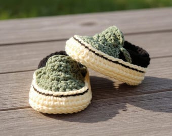 Patrón de crochet para zapatos de bebé, tutorial en PDF de zapatillas modernas para bebé, patrón de crochet para botitas de bebé hechas a mano, amigurimi de zapatos de bebé con estilo en PDF