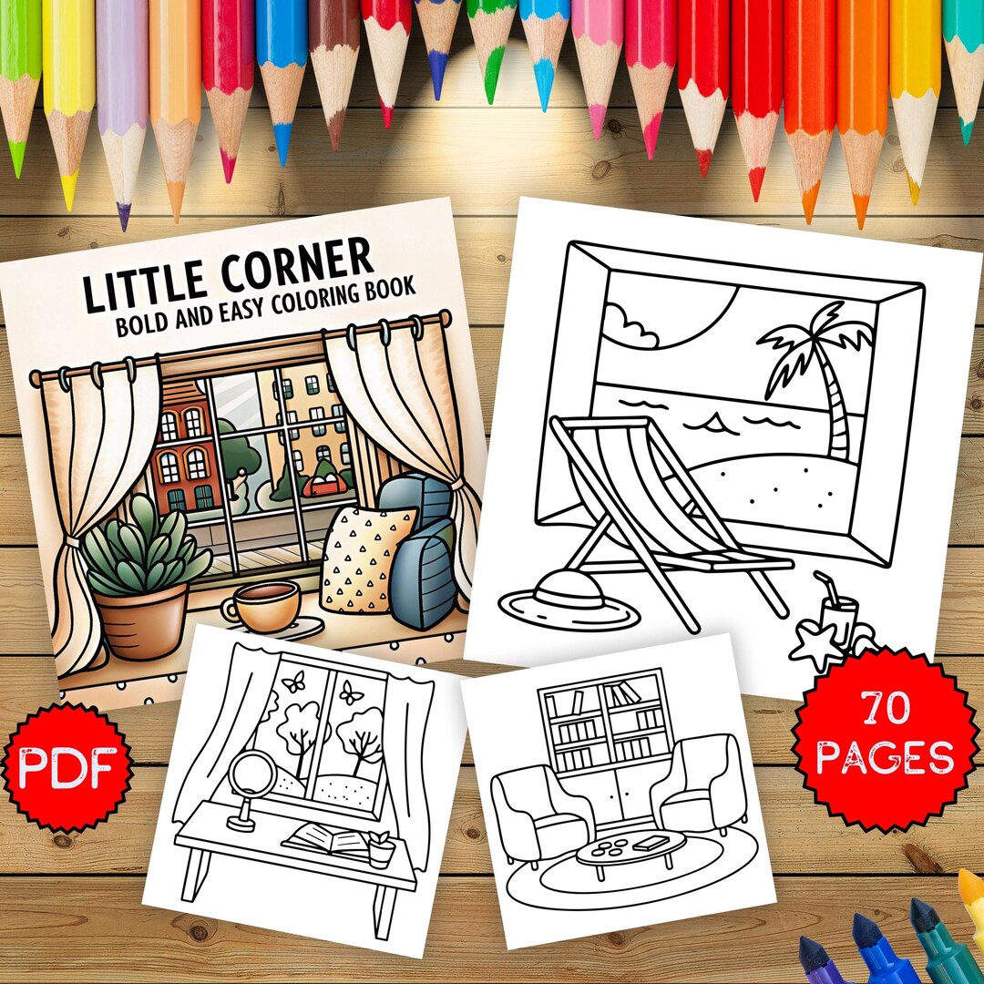 Little Corner Coloring Pages, Cozy Home Interior Coloring Book for ...