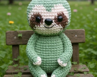 Patrón de ganchillo de perezoso amigurumi, tutorial en PDF de un adorable peluche de animal perezoso, patrón de ganchillo de perezoso ideal para principiantes, descarga digital hecha a mano