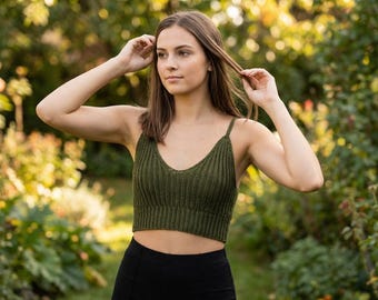 Patrón de bralette de punto ajustado, sexy, minimalista, ligero, top de tirantes de verano en PDF
