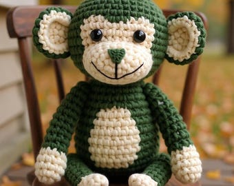 Cute Crochet Monkey Pattern, Amigurimi Jungle Animal Plush Toy DIY, Handmade Baby Gift Idea, Stuffed Toy Nursery Decor, Digital Download