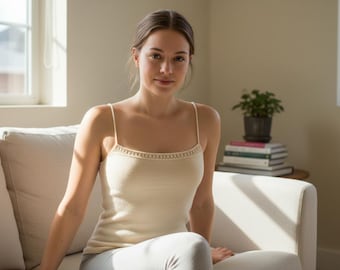 Knit Camisole Pattern PDF, Lace Detail Top, Fitted Knit Tank Top XS-L