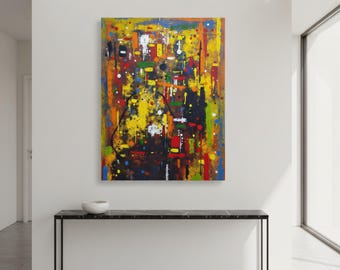 Vibrant Abstract Splash Art Canvas Print - Colorful Drip Painting Modern Wall Decor for Living Room Office