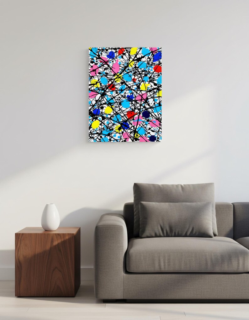 Vibrant Splatter Art Canvas Print - Abstract Colorful Wall Art - Modern ...