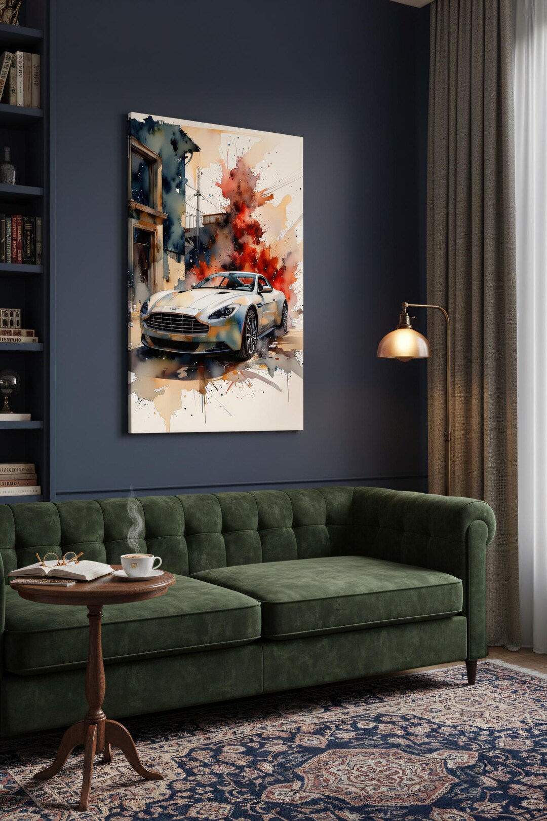 Watercolor Sports Car Canvas Print - Automotive Wall Art - Man Cave ...
