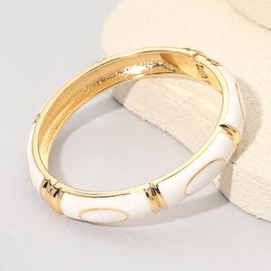 Textured Enamel Hinged Bangle Bracelet - Colorful Stackable Everyday Enamel Bangles