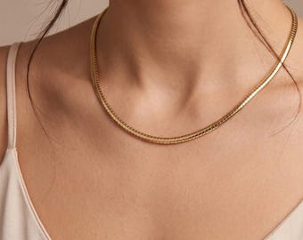 Collar Omega Chain - Collar llamativo de capas con cadenas gruesas - Cadenas gruesas minimalistas