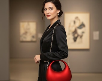 Bolso de mano de acrílico mate con forma de media luna / Bolso moderno y llamativo / Bolso de noche minimalista y estructurado / Bolso de mano de fiesta moderno