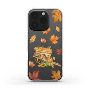 Pumpkin Harvest Clear iPhone 18  Phone Case - Fall - Autumn - Trendy - Cute - Leafs - Pumpkins - Halloween - For her