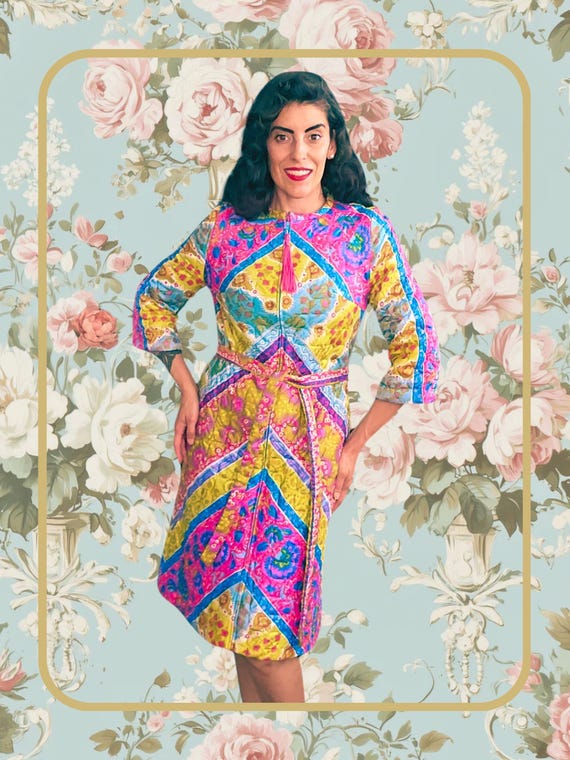 Vintage 1960s Quilted Lounge Coat