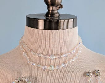 Vintage 1950's Aurora Crystal Jewelry Set