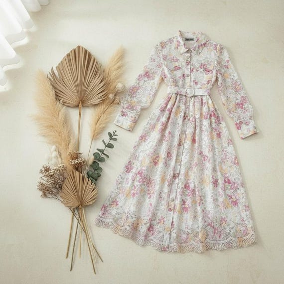 Floral Lace Maxi Dress Long Sleeve Elegant Spring Summer Dress Vintage  Embroidery Garden Party Outfit Easter Wedding Guest Dress USA UK AU - Etsy  UK