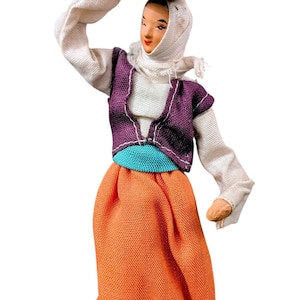 Vintage Pisany Jerusalem Costume Doll Woman Water Pot Folk Art Souvenir