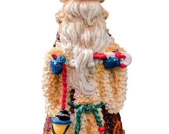 Figura de resina vintage de Papá Noel arrugado, decoración navideña coleccionable