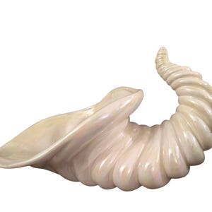 Vintage Atlantic Mold Iridescent Ceramic Cornucopia Horn of Plenty Centerpiece Thanksgiving Decor