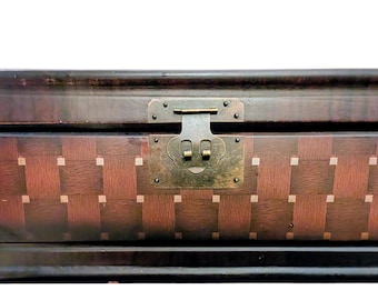 Caja de recuerdos de madera vintage con chapa de tablero de ajedrez, cierre de latón, almacenamiento decorativo, joyero, cofre de recuerdos
