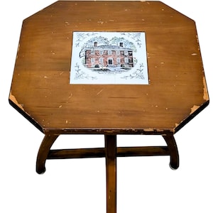 Vintage Gordon's Colonial Williamsburg Tile Top Side Table Early American Furniture