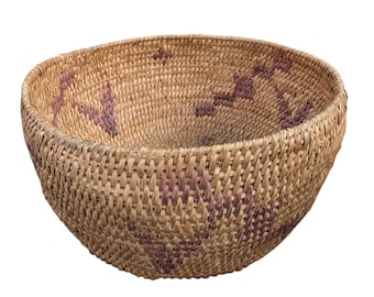 Auténtica cesta Paiute de principios del siglo XX, de 23 x 14 cm, de coleccionista nativo americano de la Gran Cuenca.