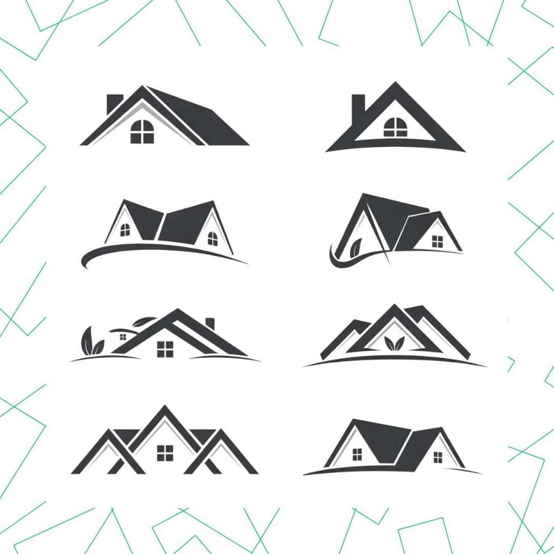 Simple House Roof SVG Bundle: Clipart, Vector, Logos, Cricut Silhouette ...